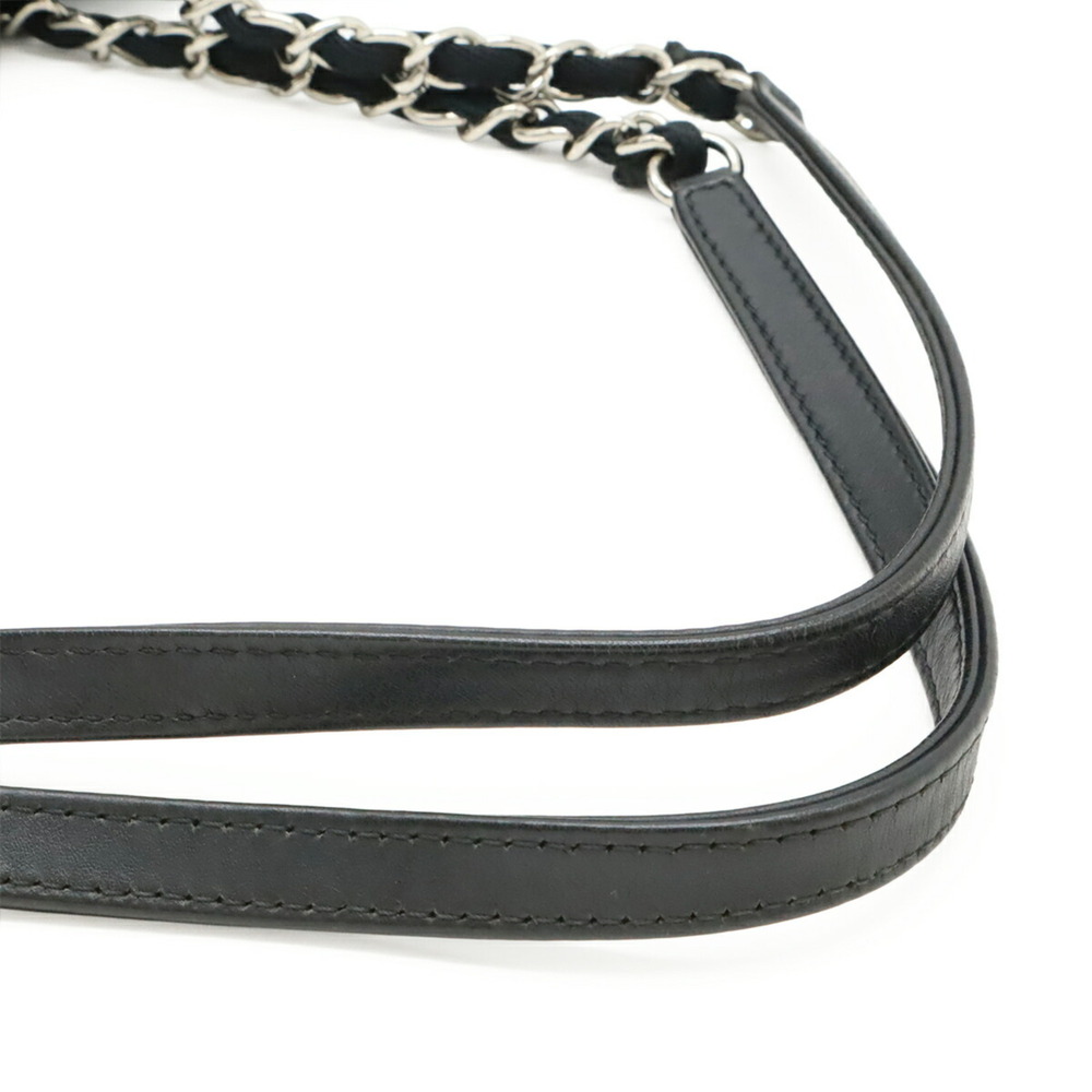 CHANEL Deauville Line Tote MM Bag Shoulder Chain Canvas Leather Gray Black A6... - Picture 5 of 9